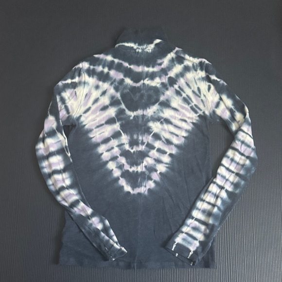 We The Free Blue- White- Purple Mockneck Tie-Dye Long Sleeve Tee - Picture 4 of 6